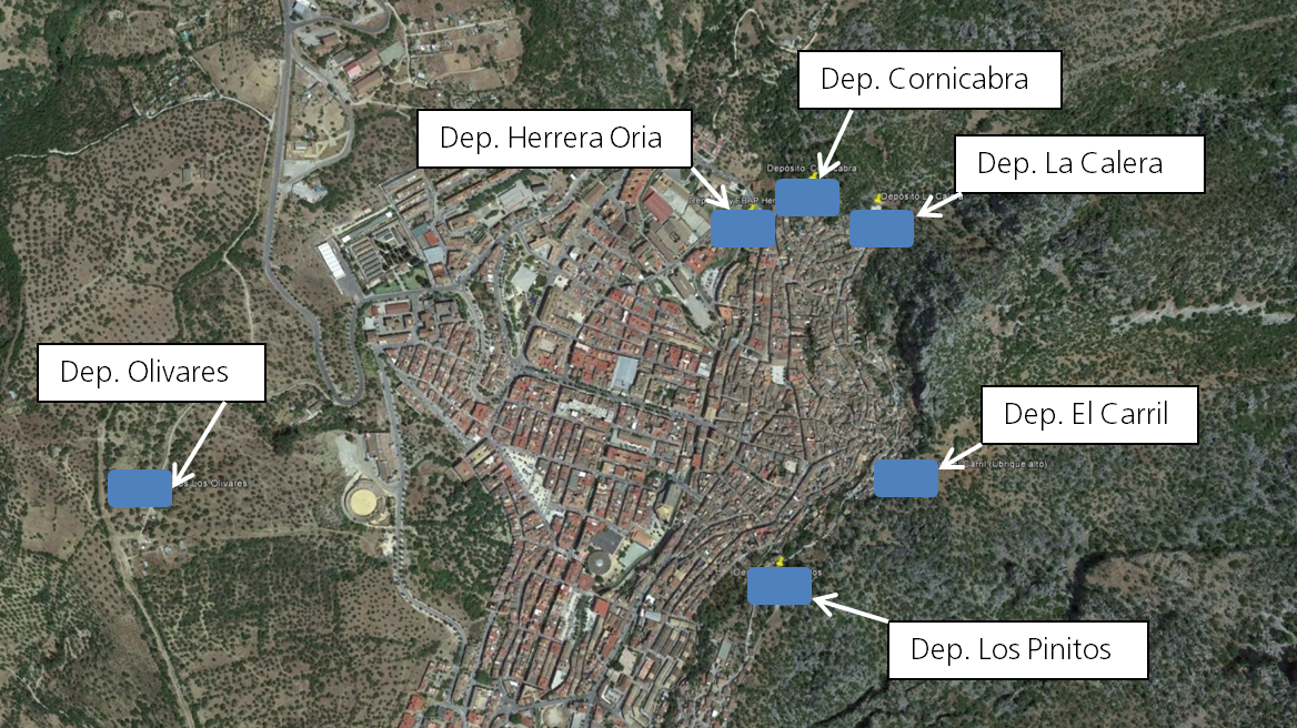 Situación de depósitos almacenamiento y regulación Ubrique