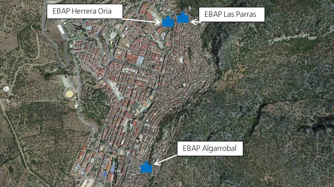 Situación estaciones de bombeo municipio de Ubrique